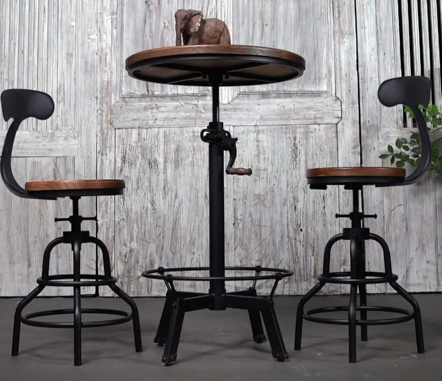 LOKKHAN 3Piece Crank Handle Bar Table (33.5"39.4") & 2