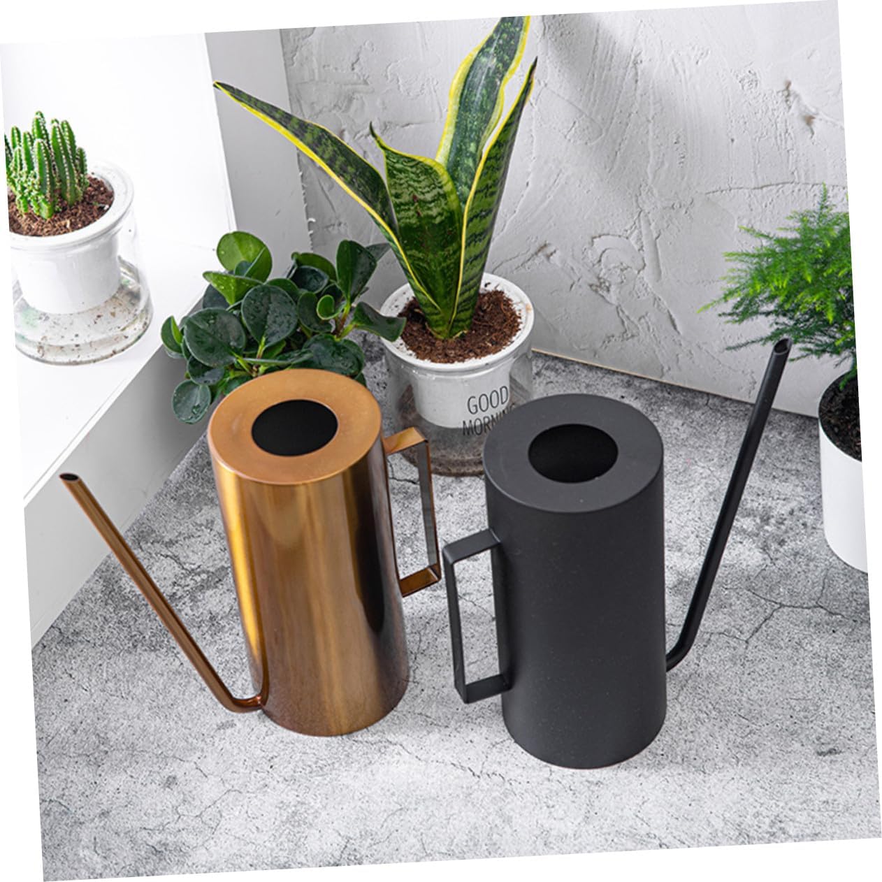 シーステンレス製 ガーデン スプ 大容量 ブラック 室内 屋外兼用 プラント用の耐久性あるウォータリング カン ガーデニングに 室内