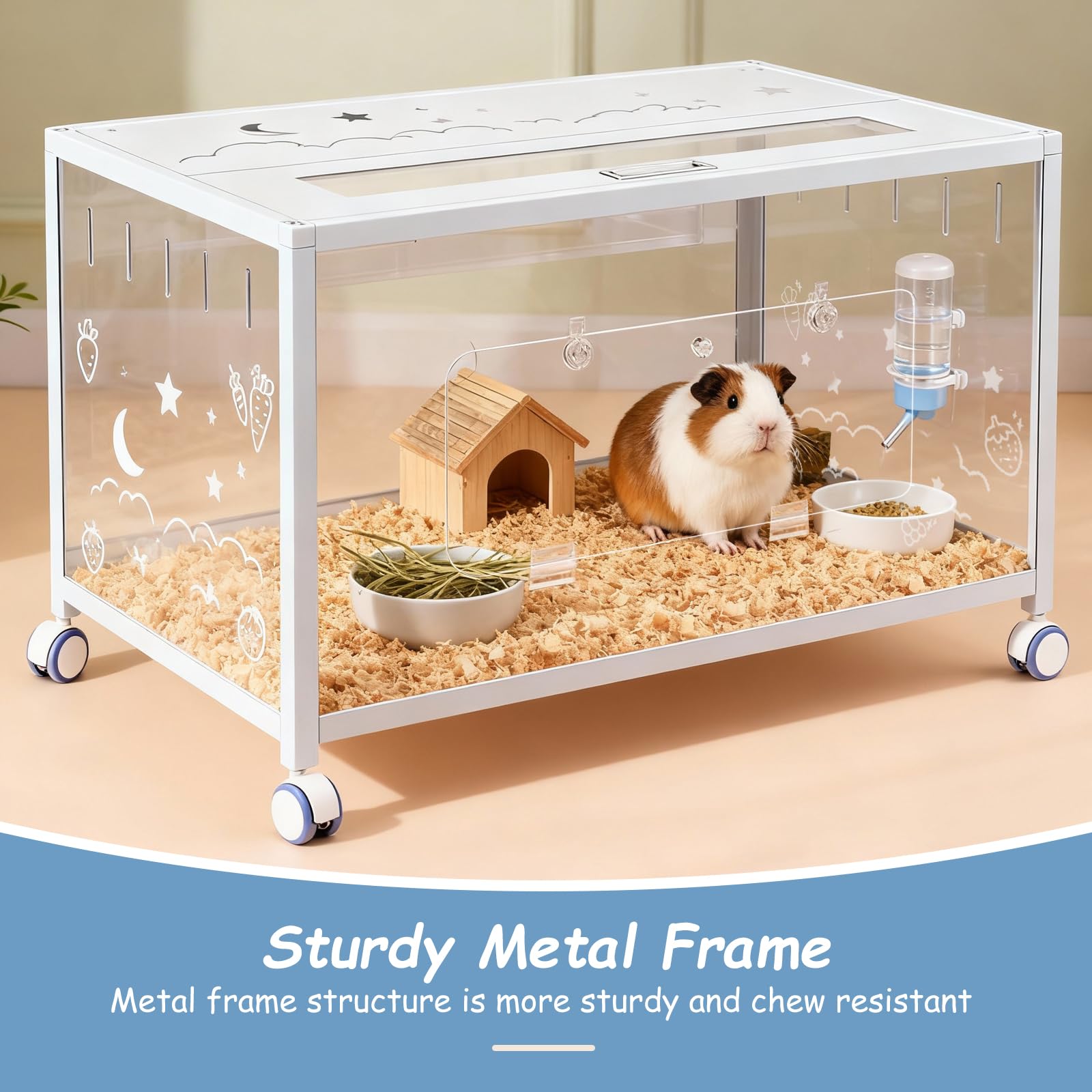 Jaula de hámster para ratas y animales pequeños, jaula de hámster con transparencia de 360 grados, con doble puerta y ruedas, conejillos de indias, roedores, hámster enano, esperma de tejón