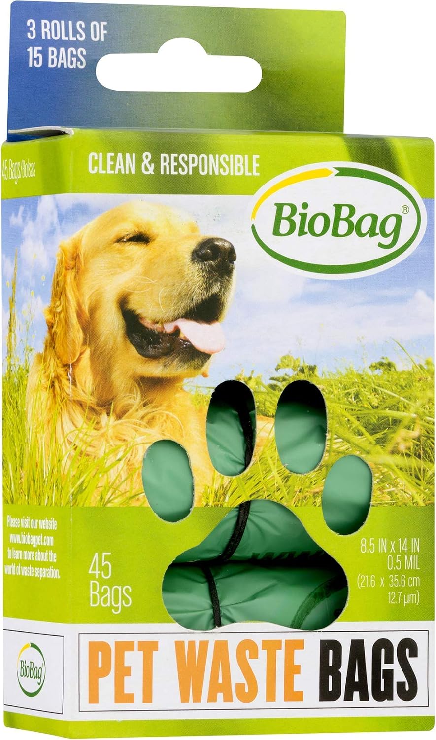 BioBag Dog / Pet Waste Bags on a Roll 45 Bags Each Box (Pack of 4)