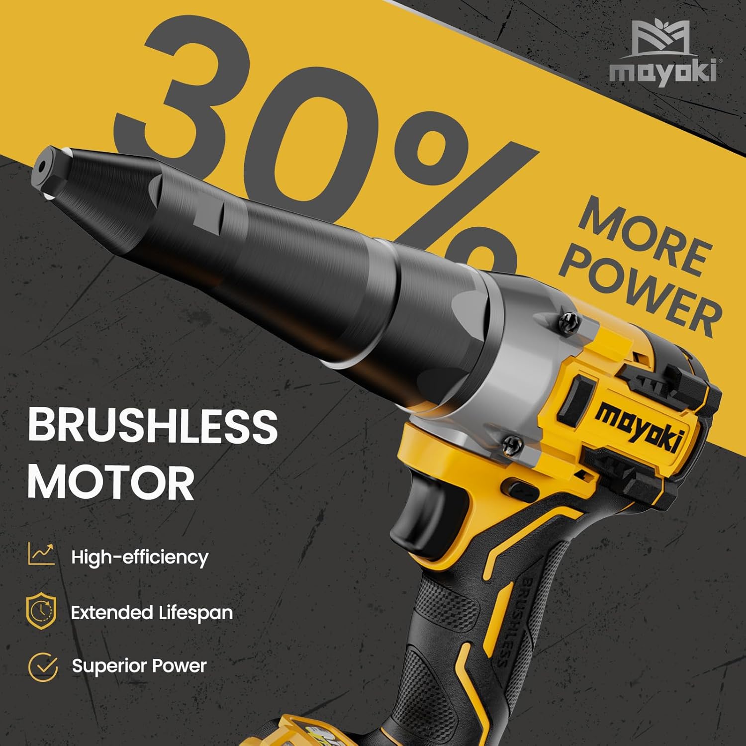Cordless Rivet Gun Compatible with Dewalt 20V 60V Battery(Tool Only), 2248Lbf Electric Brushless Blind Riveter Tool, Pop Rivet Tool, Heavy Duty Automatic Riveter for 1/8", 5/32", 3/16" Rivets