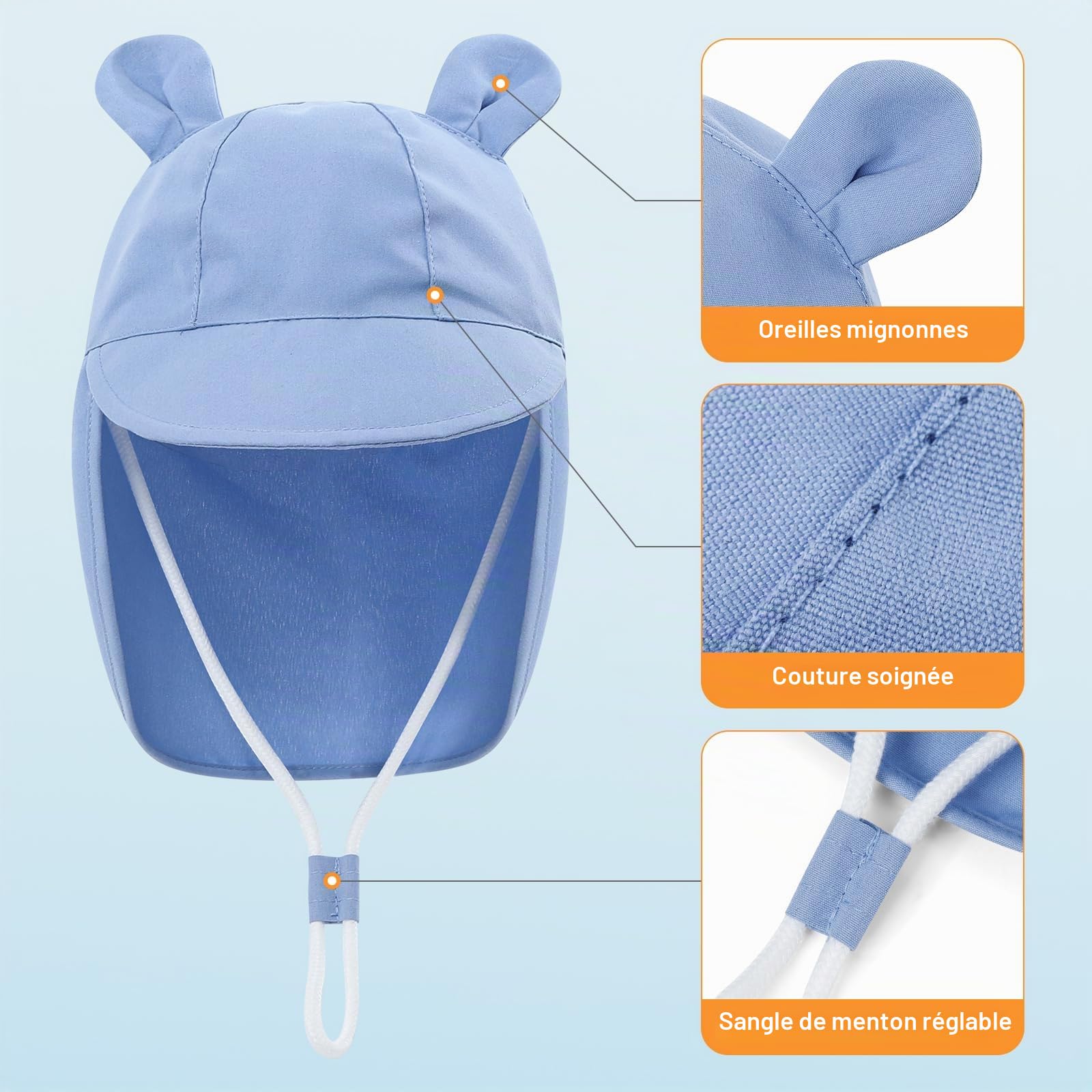 MK MATT KEELY 2 Pièces Chapeau Bébé Chapeau de Soleil Eté Enfant Fille Garçon Casquette Visière du Cou pour 6 Mois-4 Ans