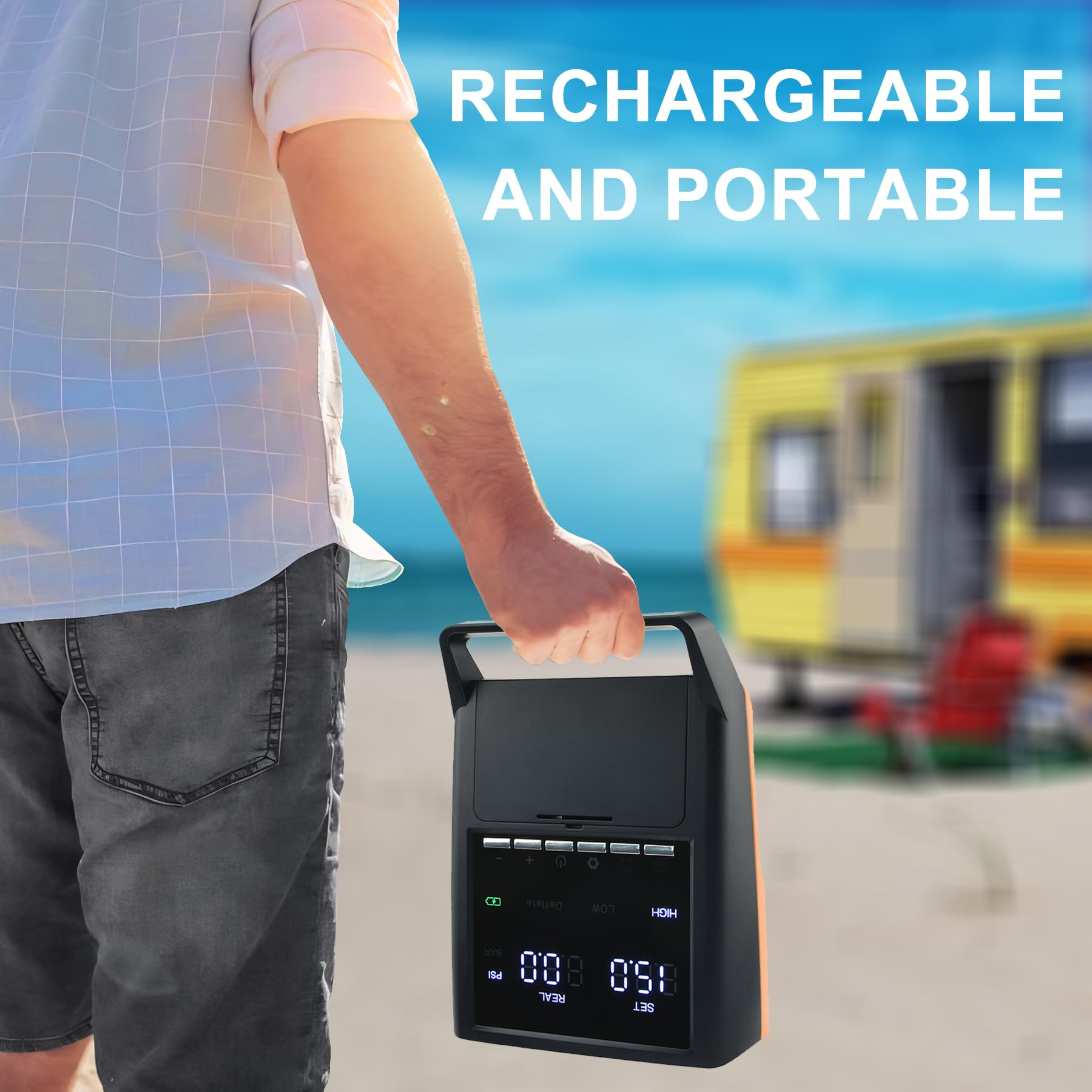Mojimdo Pompa Elettrica Professionale per SUP - 20PSI, Ricaricabile con Luce Integrata - Gonfiaggio Rapido a Doppia Velocità e Autospegnimento