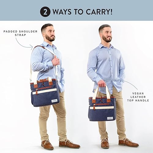 Miniatura 6 de Fit & Fresh Bolsa térmica suave aislada azul marino para 24 latas, 7.12 litros, portátil, a prueba de fugas, aislada, con forro de PEVA