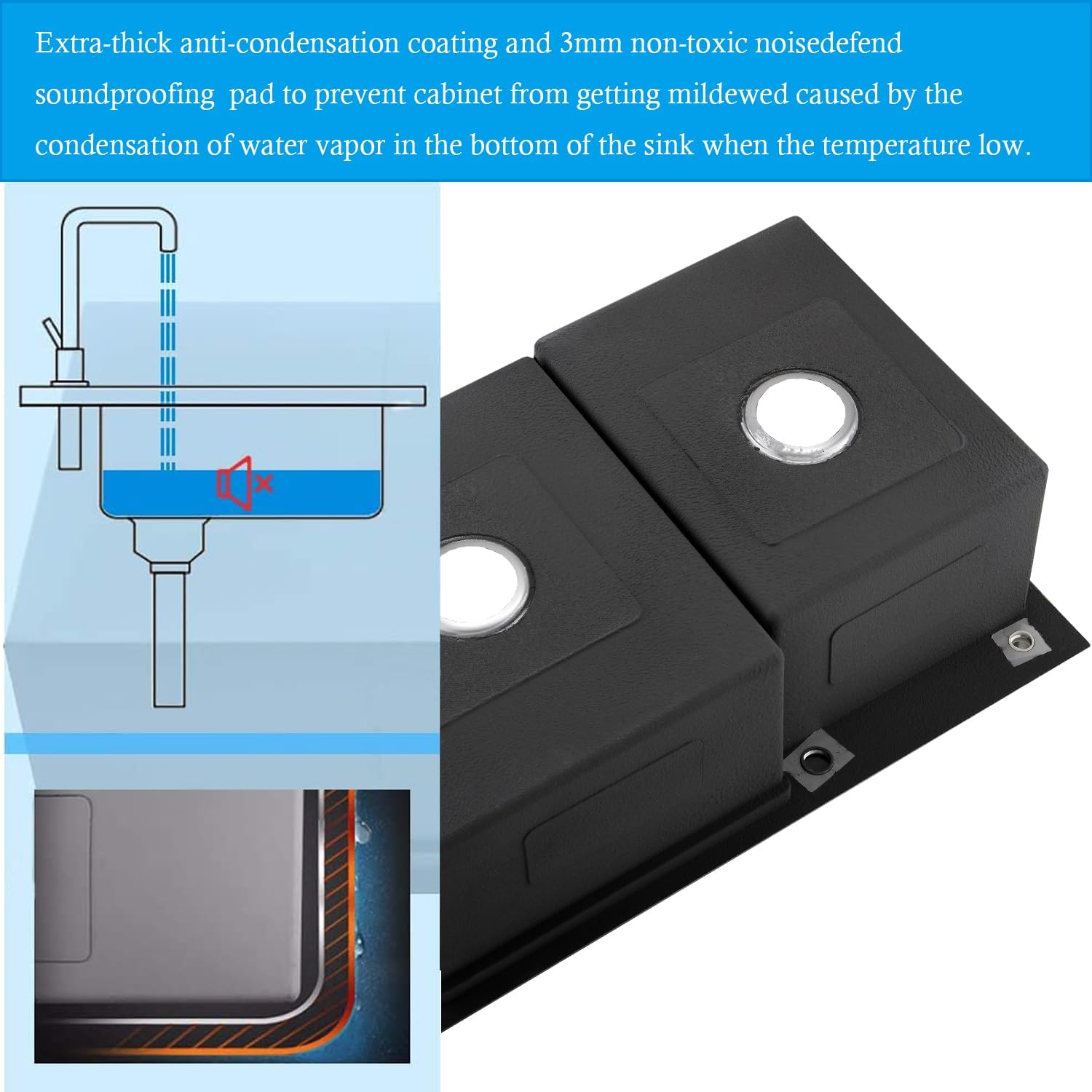 33 Inch Double Bowl Drop In Kitchen Sink Workstation Black - VOKIM 33 x 22 Inch Drop In sink Stainless Steel 16 Gauge 10 Inch Deep Double Bowl Sink