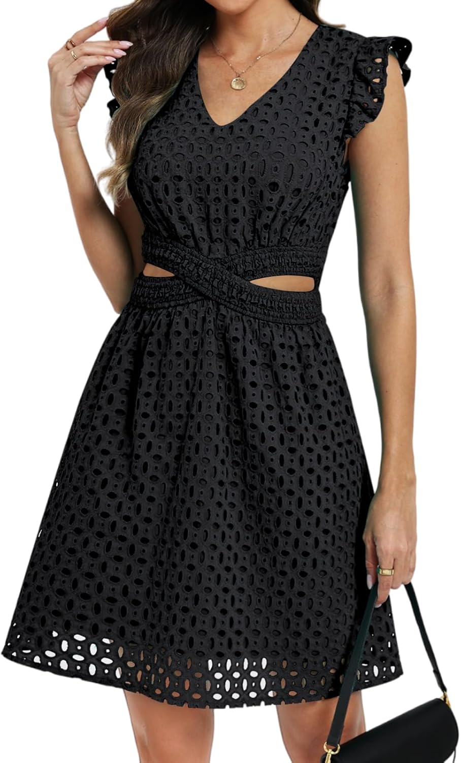 VIMPUNEC Womens Summer Eyelet Fit and Flare Dresses Wedding Guest Formal Cocktail Homecoming A Line Dress