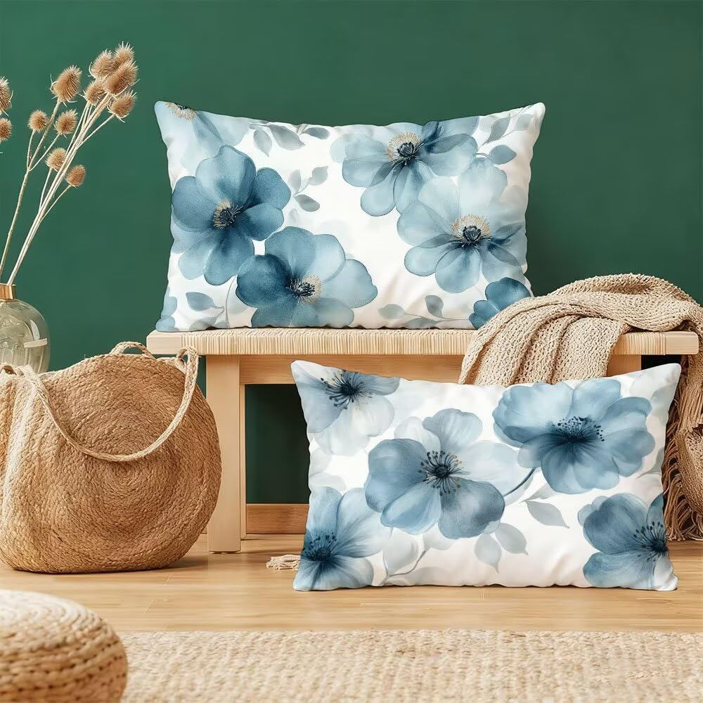 Taie d'oreiller 40x80cm lot de 2 bleu velours avec fermeture éclair