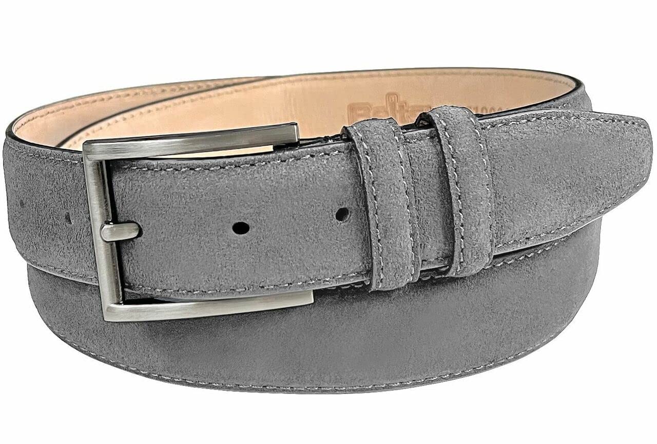 Men's Belt Suede Full Leather Belt Casual Dress Leather Belt 1-3/8"(35mm) Wide, Multi-Style Options