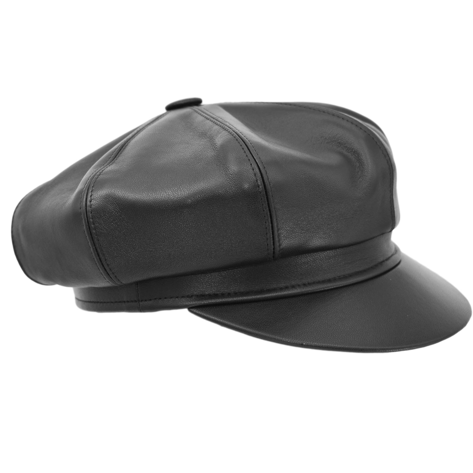Melegari Berretto Newsboy Biker, Vera Pelle, Berretto Gatsby a 8 Spicchi, Made in Italy, Unisex, Estate/Inverno
