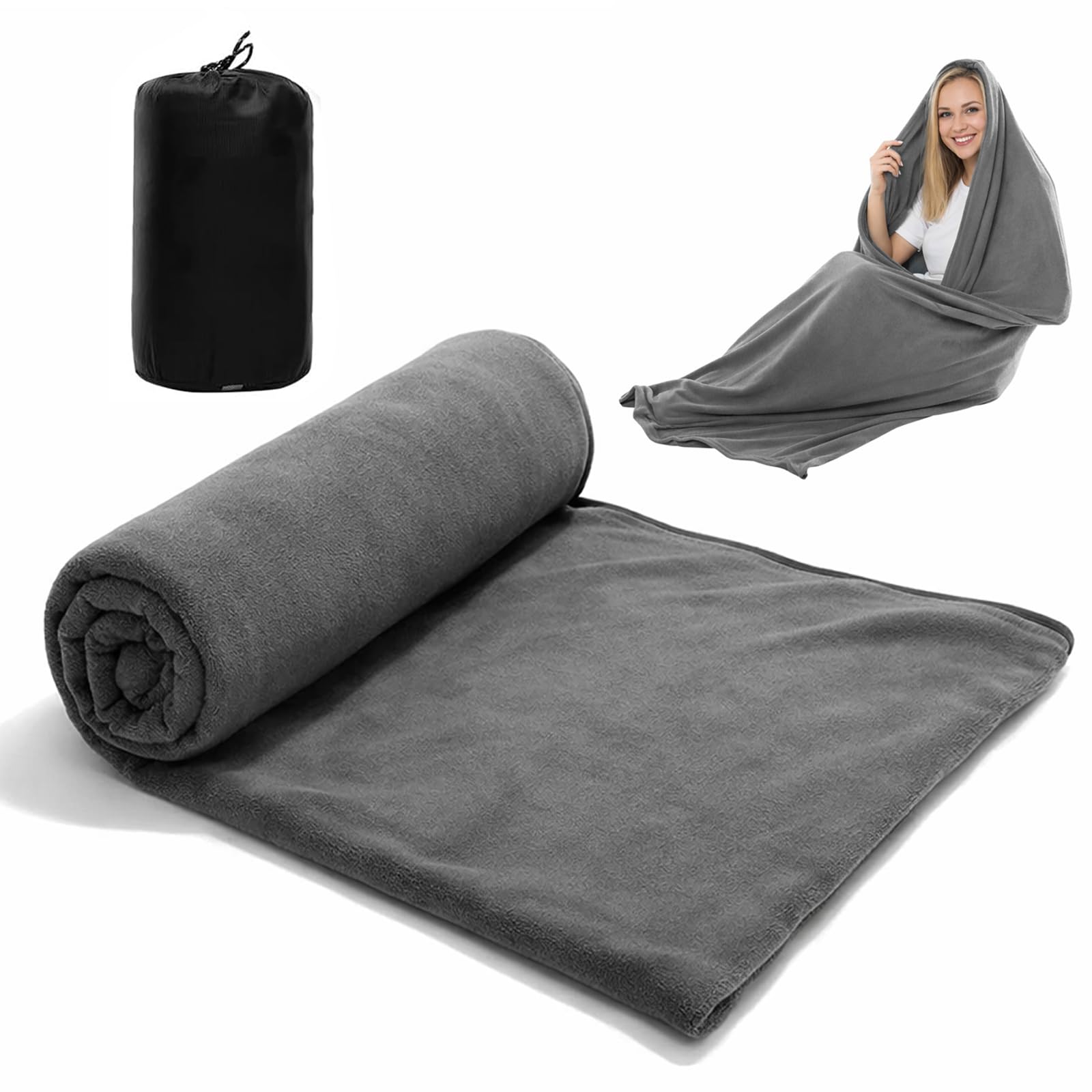 warm im schlafsack Fleece, 180×80cm Hüttenschlafsack Leicht und Warm, Schlafsack Inlett Warm, Tragbar mit Aufbewahrungsbeutel, Waschbar für Camping Reisen und Zuhause (Grau) Sport & Freizeit Style_Farmhouse Auberginen Farbe:Greenery-A