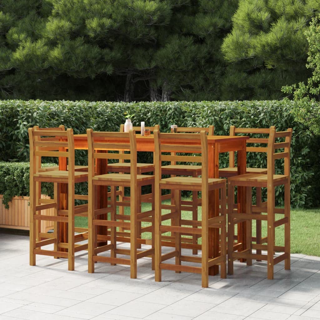 Ensemble de bar de jardin 9 pcs Bois d acacia solide