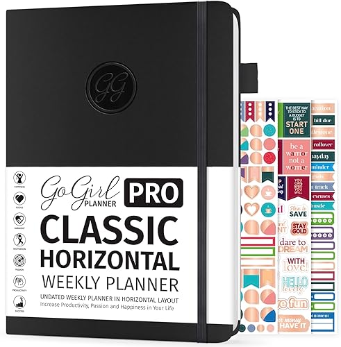 Miniatura 8 de GoGirl Planner PRO - Planificador semanal y organizador sin fecha con diseño horizontal + páginas de seguimiento de presupuestos y gastos, diario de