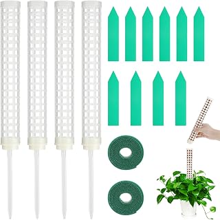 Welltop Moss Pole, 4Pcs Plastic Moss Pole for Plants Monstera 15Inch Stackable Plant Moss Sticks for Climbing Plants Grow Upwards Plant Support for Indoor Plants
