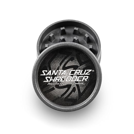 Santa Cruz Shredder Hemp Grinder for Herbs Knurled Top for Stronger Grip 2-Piece Medium 2.2 (Black)