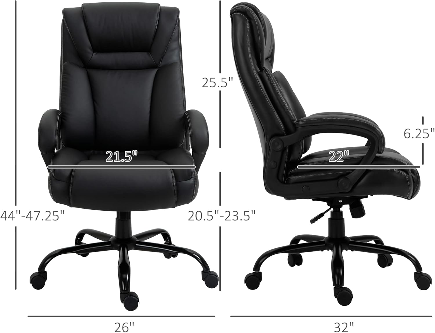 Vinsetto Big and Tall 400lbs Executive Office Chair with Wide Seat