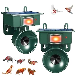 2026 New Solar Ultrasonic Bird Repellent Outdoor, 2 Pack Woodpecker Deterrent for House, Keep Birds Away, Pigeon Bird Deterrents for Outside, Birds Scare Devices for Balconies Yard Garden Farm Orchard - Amazon product rated Grade A