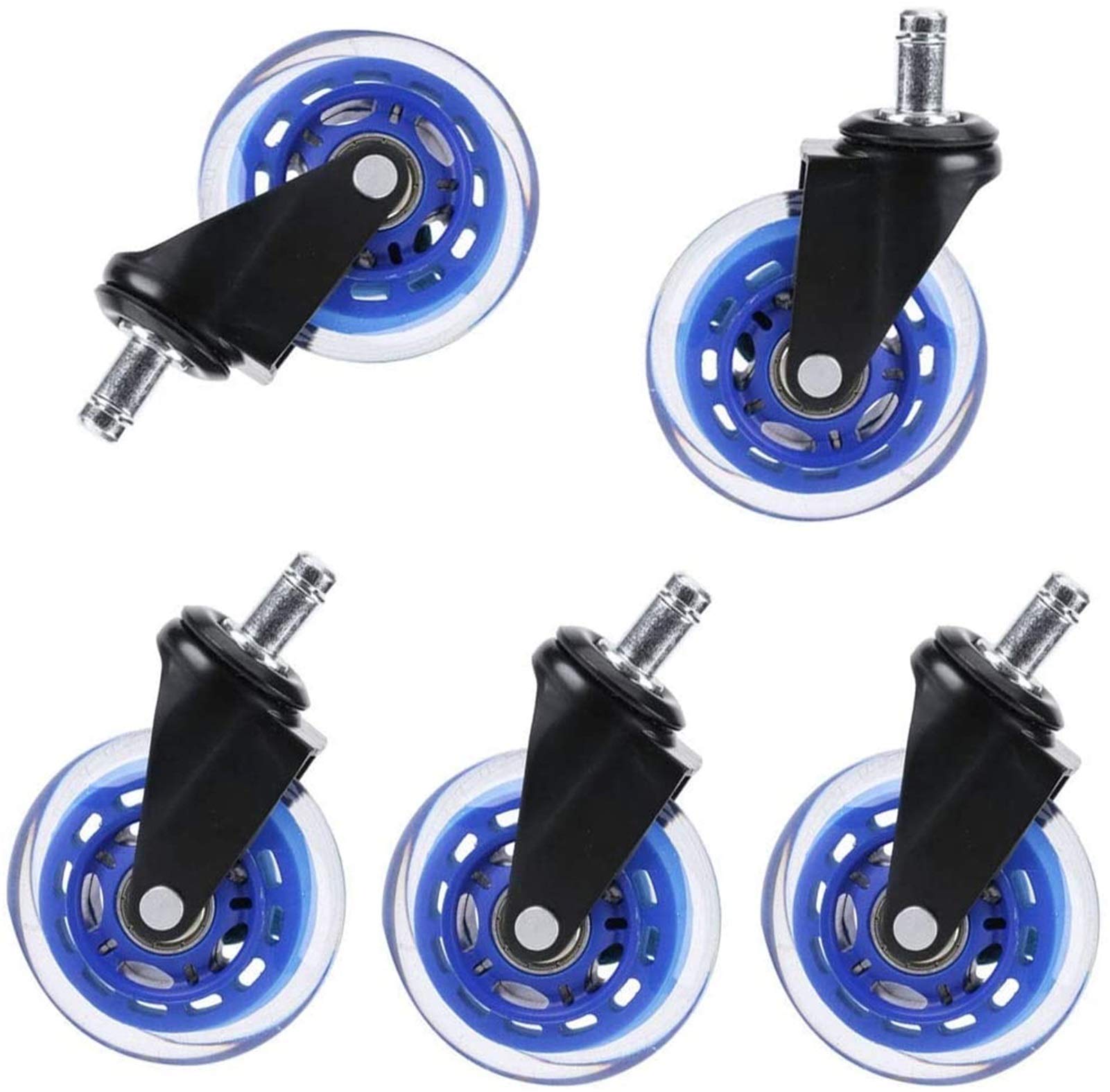 Carro para Muebles 5PCS 3" Rueda silenciosa Universal Silla de Oficina Ruedas de Repuesto Ruedas de Goma Rodillo Suave y Seguro Herrajes para Ruedas de Muebles