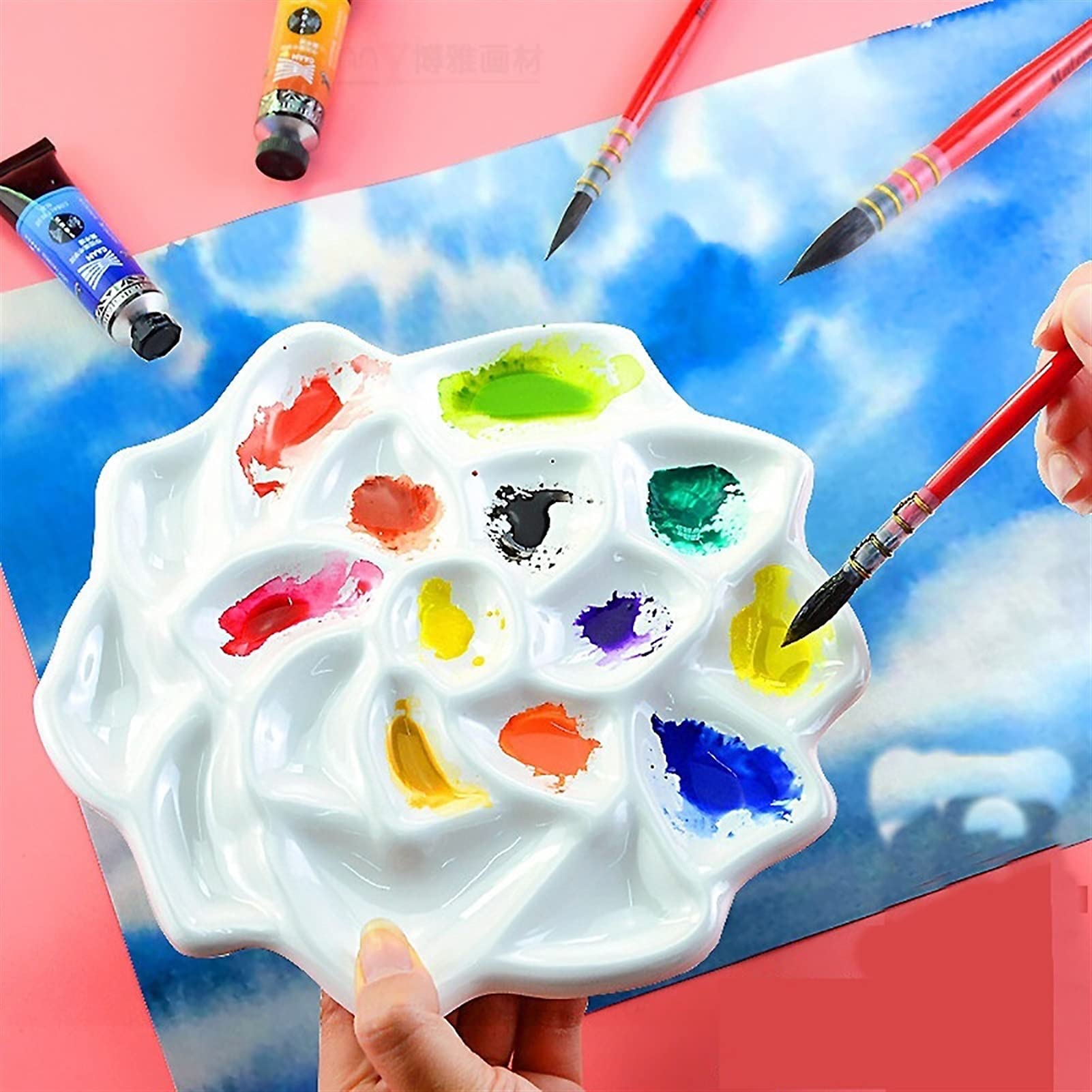 paleta akwarelowa paleta Rose Shape Paint Palette Artist 8” tacka na farby gwaszowe akrylowe olejne