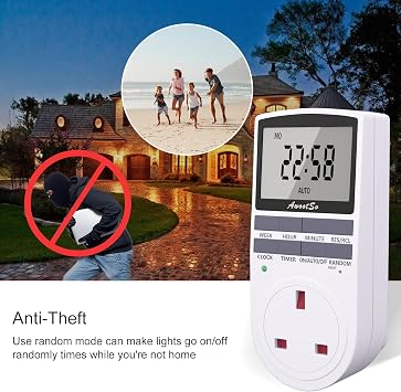 Digital Timer Plug Socket Timer Switch 10 On-Off Programs Indoor