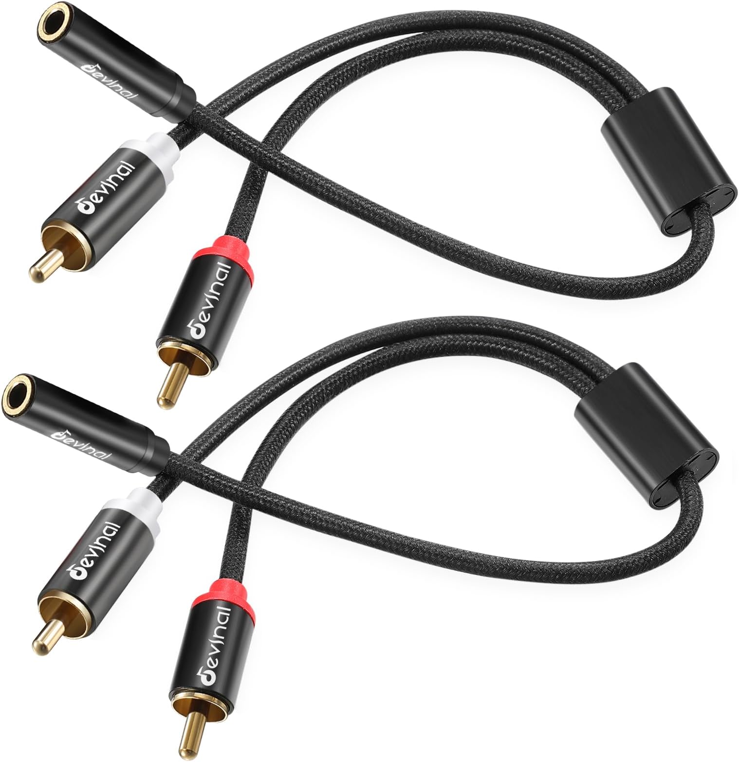 Devinal 1/8 Female to RCA Y Cable, Dual RCA Male to Female 3.5mm Stereo Y Splitter Adapter 12 inch 30cm (2 Pack)