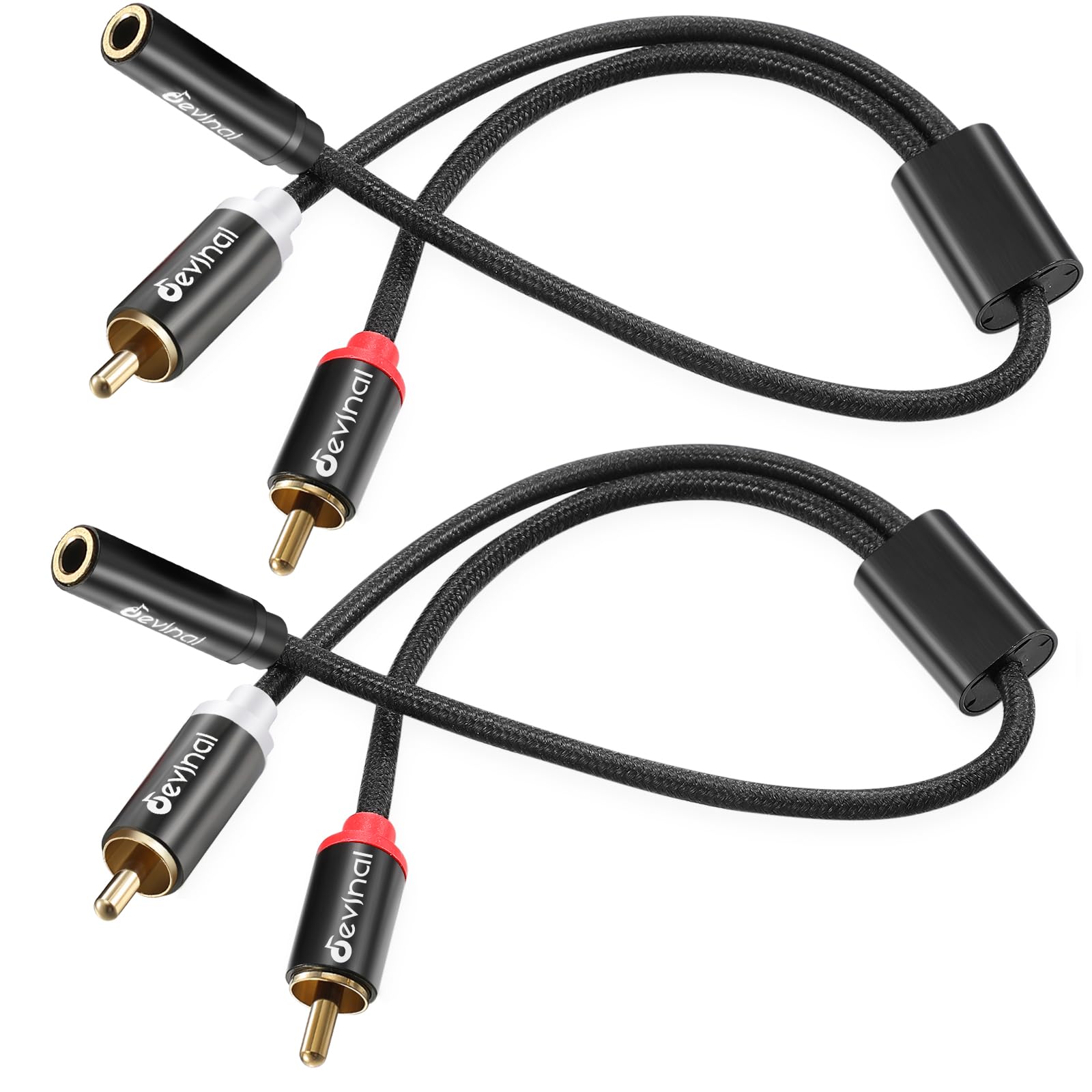 Devinal 1/8 Female to RCA Y Cable, Dual RCA Male to Female 3.5mm Stereo Y Splitter Adapter 12 inch 30cm (2 Pack)