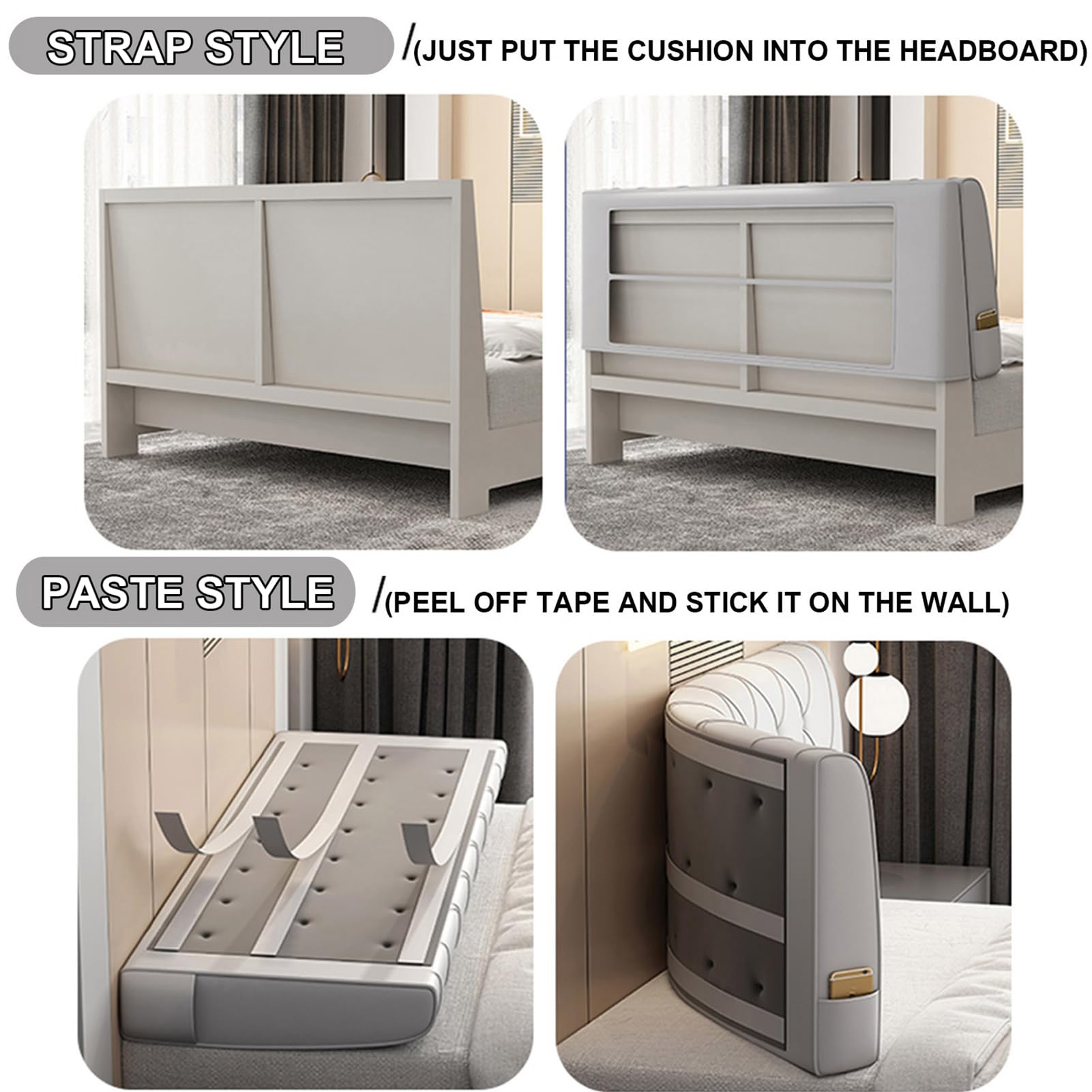 Cabecero grande de color caqui con correas para cama, cabecero de pared de 53 x 23 x 4 pulgadas, cojín rectangular de apoyo lumbar con funda extraíble para sofá, cama, litera