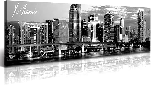 Miniatura 37 de Arte en lienzo blanco y negro de Dallas Skyline, paisaje de rascacielos, pintura impresa en lienzo, imágenes de edificios de la ciudad de Texas,