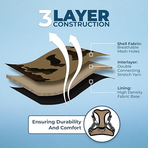 Miniatura 4 de Voyager de Best Pet Supplies - Arnés de malla totalmente ajustable con tuberías reflectantes 3M, base militar, mediano