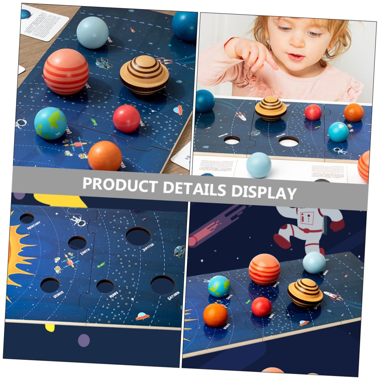 POPETPOP Rompecabezas Espaciales de Madera para Niños, Juego Educativo Ocho Planetas del Sistema Solar, Tablero de Cognición Planetaria para Desarrollo Cognitivo y Aprendizaje Espacial
