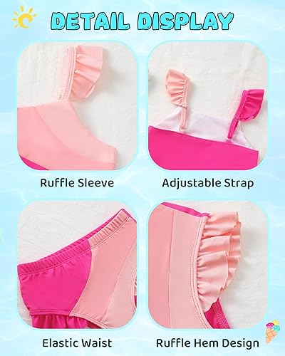 Miniatura 4 de Mioglrie Toddler Baby Swimsuit Girl Summer 2 Piece Girl Bathing Suit Beach Girls Color Block Bikini Swimwear 2T-6T