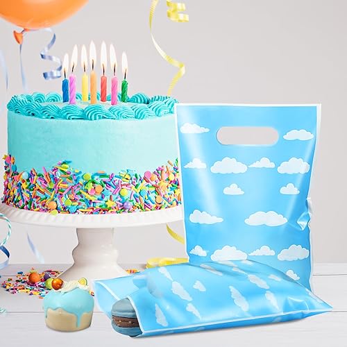 Miniatura 4 de Pasimy 50 bolsas de regalo de nube azul, bolsas de dulces de dibujos animados con asas, cielo azul, nubes blancas, recuerdos de fiesta para niños y