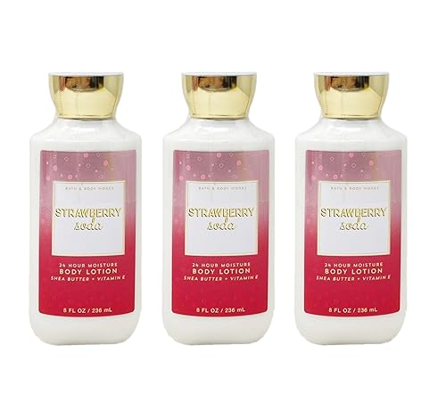 Bath & Body Works Strawberry Soda - Juego de 3 lociones corporales de humedad para 24 horas, 8 onzas líquidas  8.0 fl oz cada uno