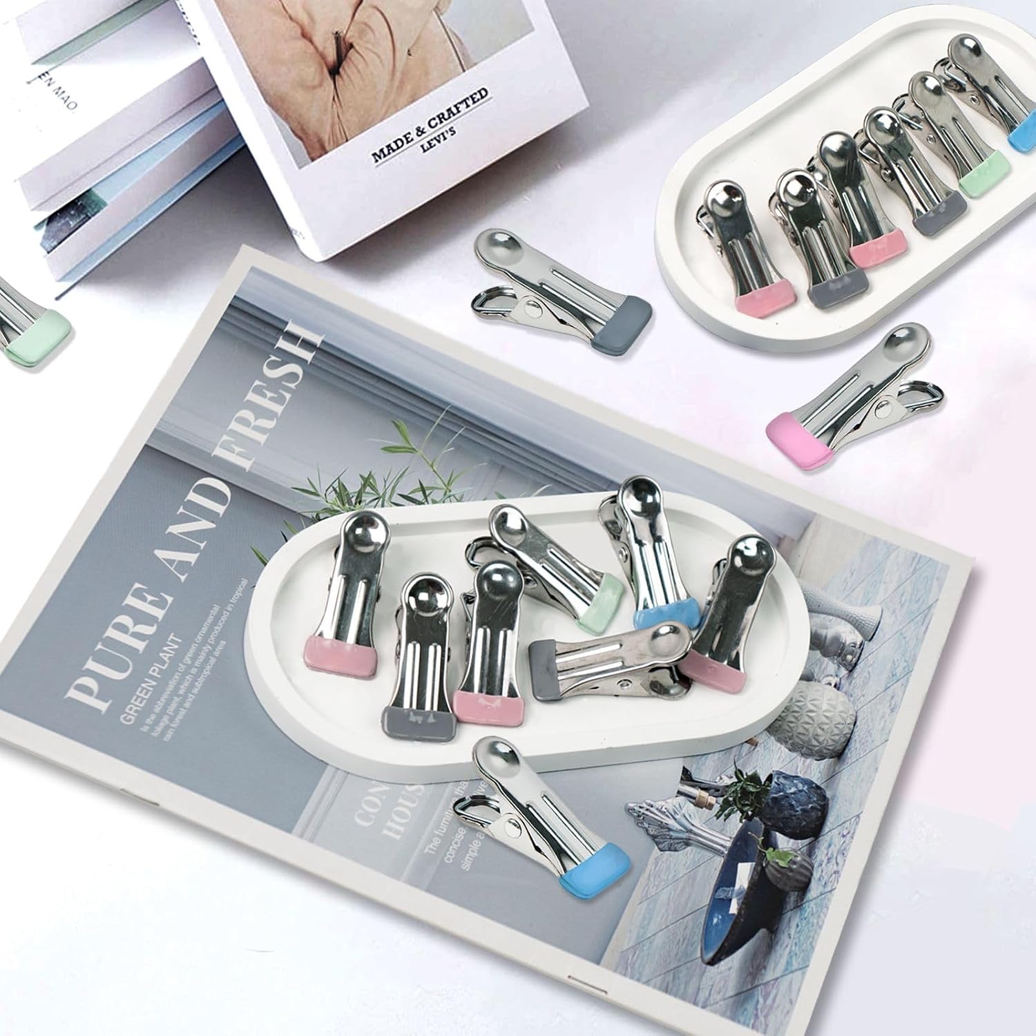 40PCS Clothes Pins, Stainless Steel Chip Clips Heavy Duty 2.2 Inch