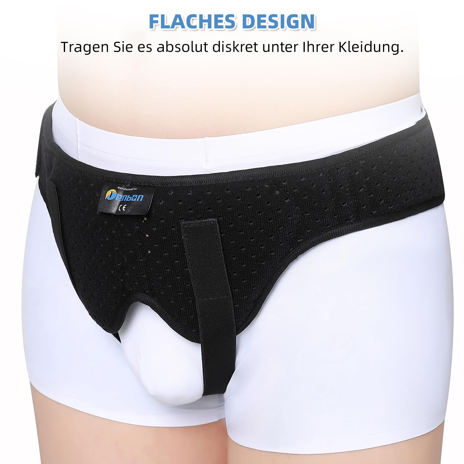 Tenbon Leistenhernie Gürtel für Männer & Frauen - Verstellbarer Kompressionsgurt mit Atmungsaktivem Mesh | Support bei Leistenbruchschmerzen (Größe M, 73-89cm Hüftumfang)