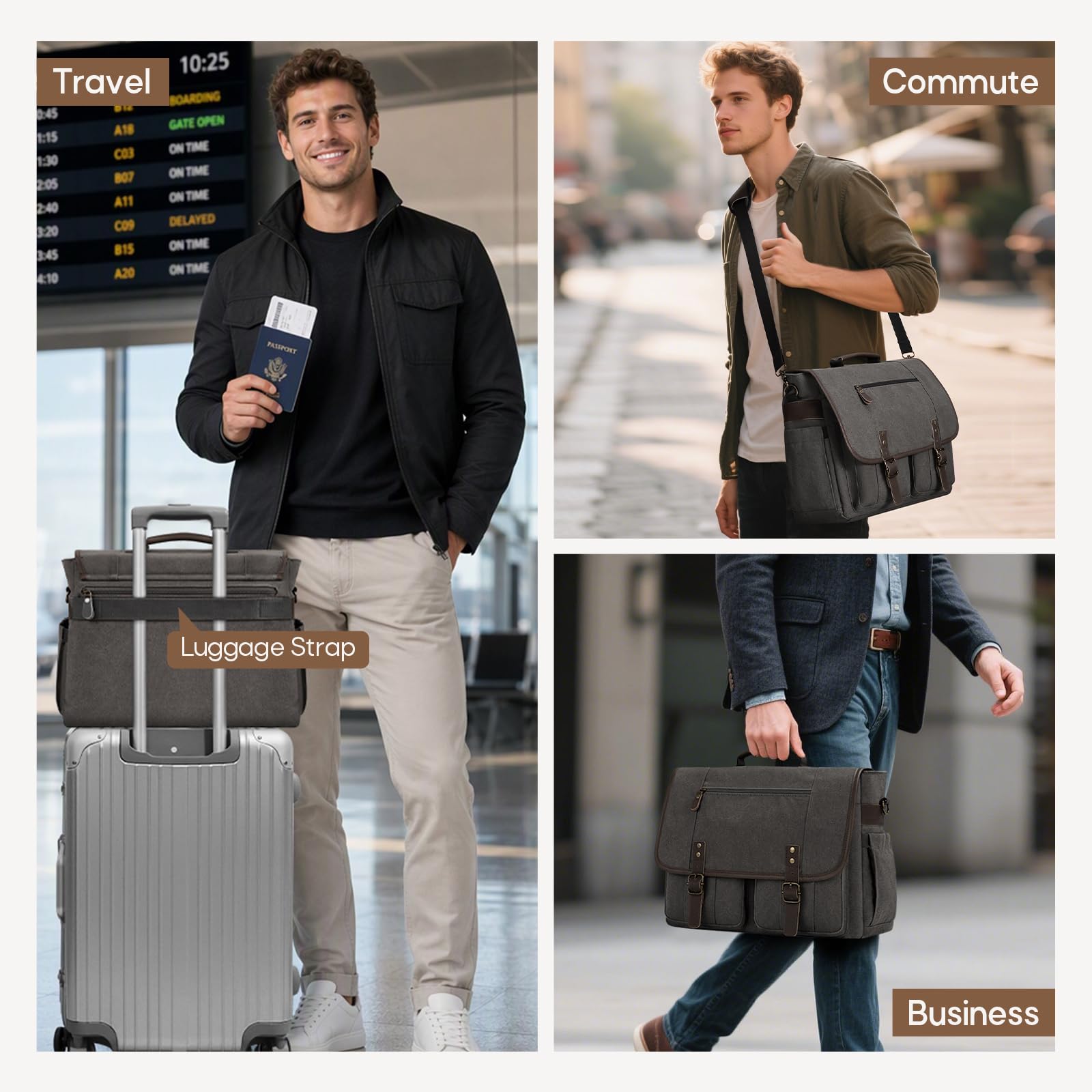 RAINSMORE Sacoche Ordinateur Homme 17 Pouces Cartable