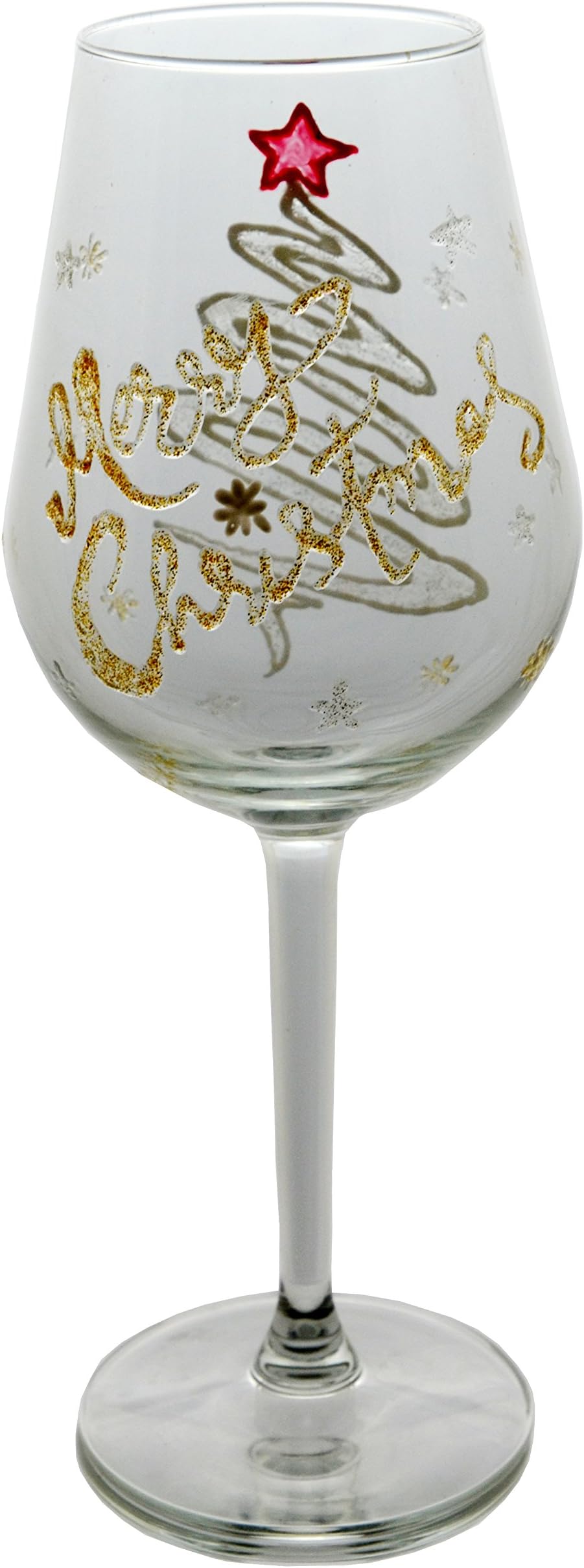 Faalaa Glass - Christmas tree hand painted wine glass