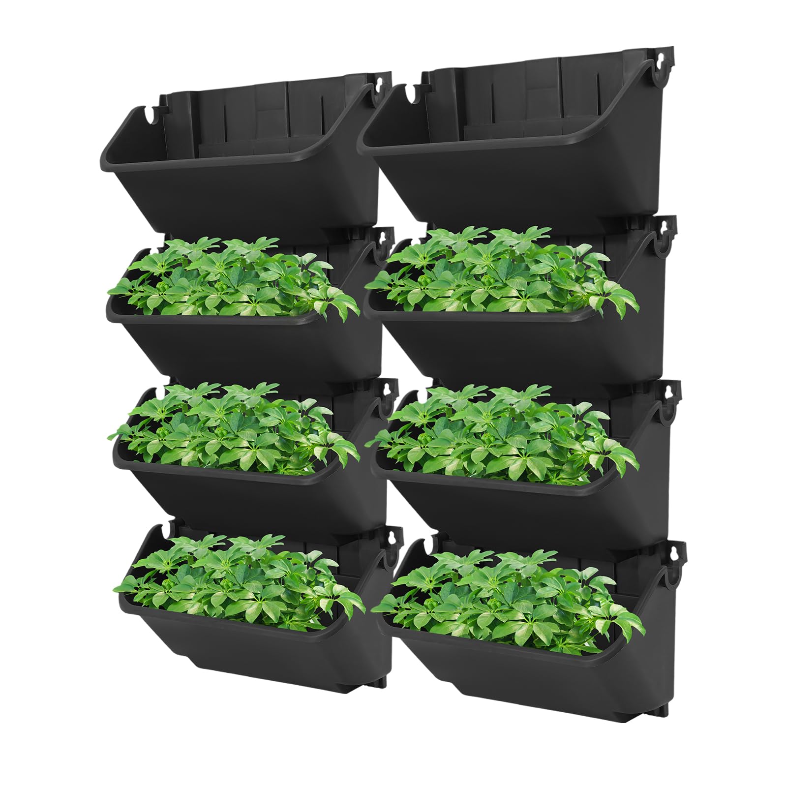 Zivisamt Self Watering Outdoor Wall Mounted Planter Vertical Garden with 24 Pockets Plastic Plant Grow Pots for Hanging Flower Herbs Vegetables Home Indoor Outdoor Black