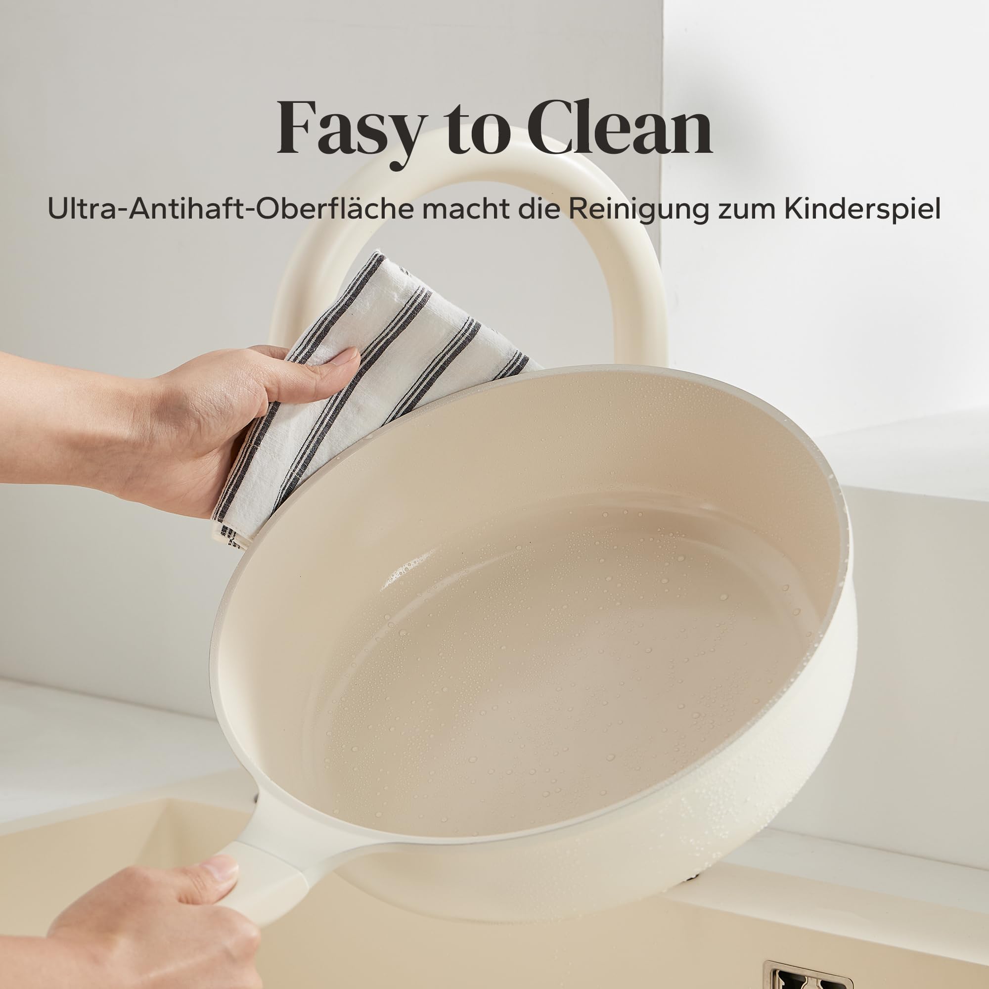 Redchef Patelnia 28 cm z pokrywką, ceramiczna patelnia nieprzywierająca do kuchenek indukcyjnych, do omletów, nie zawiera PTFE, PFAS, PFOA