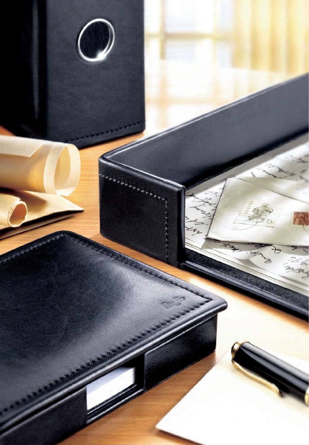Läufer Ambiente MODENA 32016 - Tampone per timbri, 16,5 x 7 x 2,5 cm, in vera pelle, colore: Nero