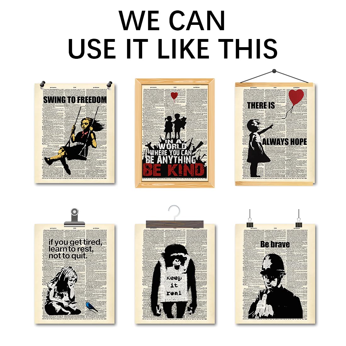 Bank_sy Canvas Wall Art Set of 6 Panels Unframed Inspirational Wall