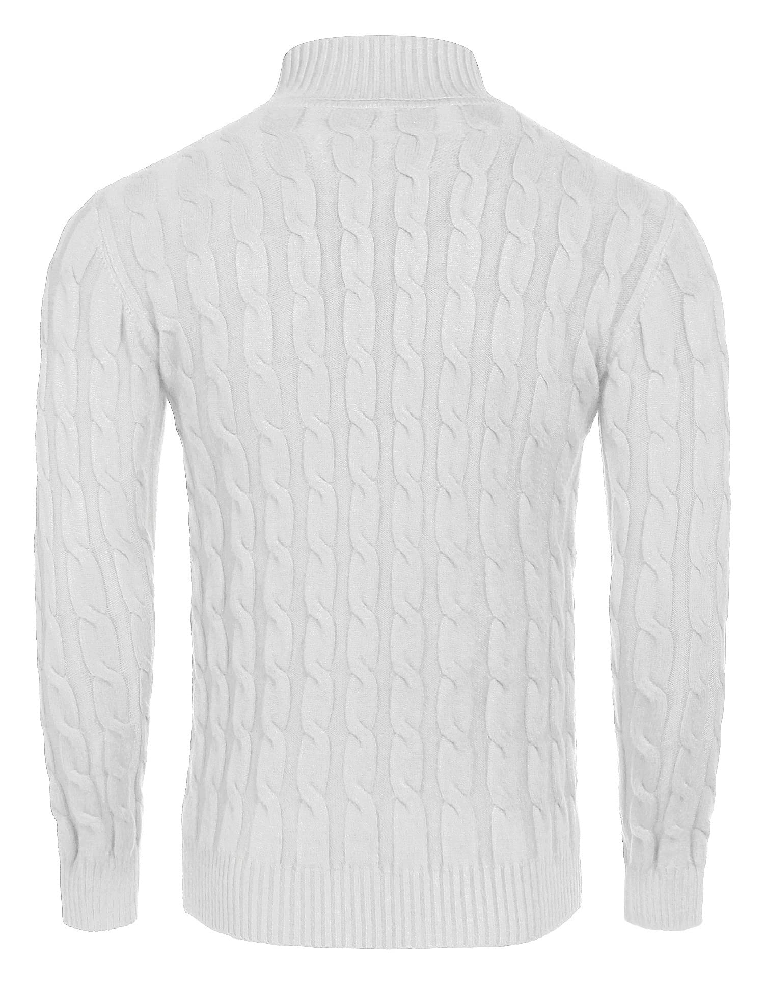 COOFANDY Maglione da uomo slim fit a collo alto, maglione casual lavorato a maglia ritorta, 01-bianco, XL