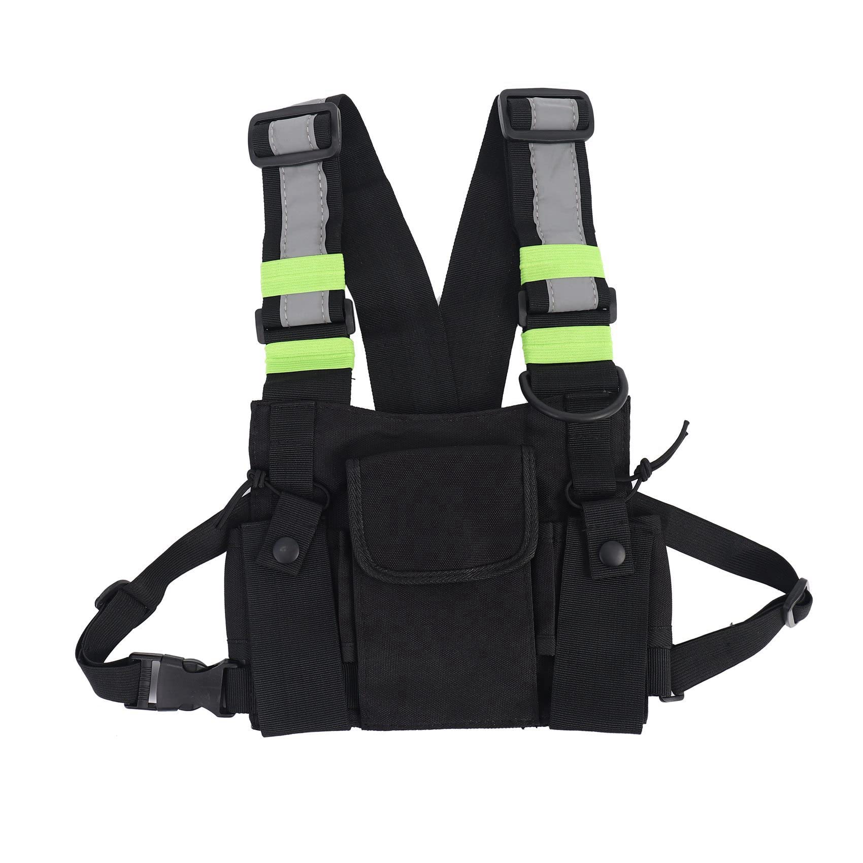 8X Le Radio Pocket Radio Chest Harness Cassa Anteriore Confezione Pouch Vest Caso Rig per 2 Way Radio Walkie Talkie Adatto per UV-5R Nero + Verde