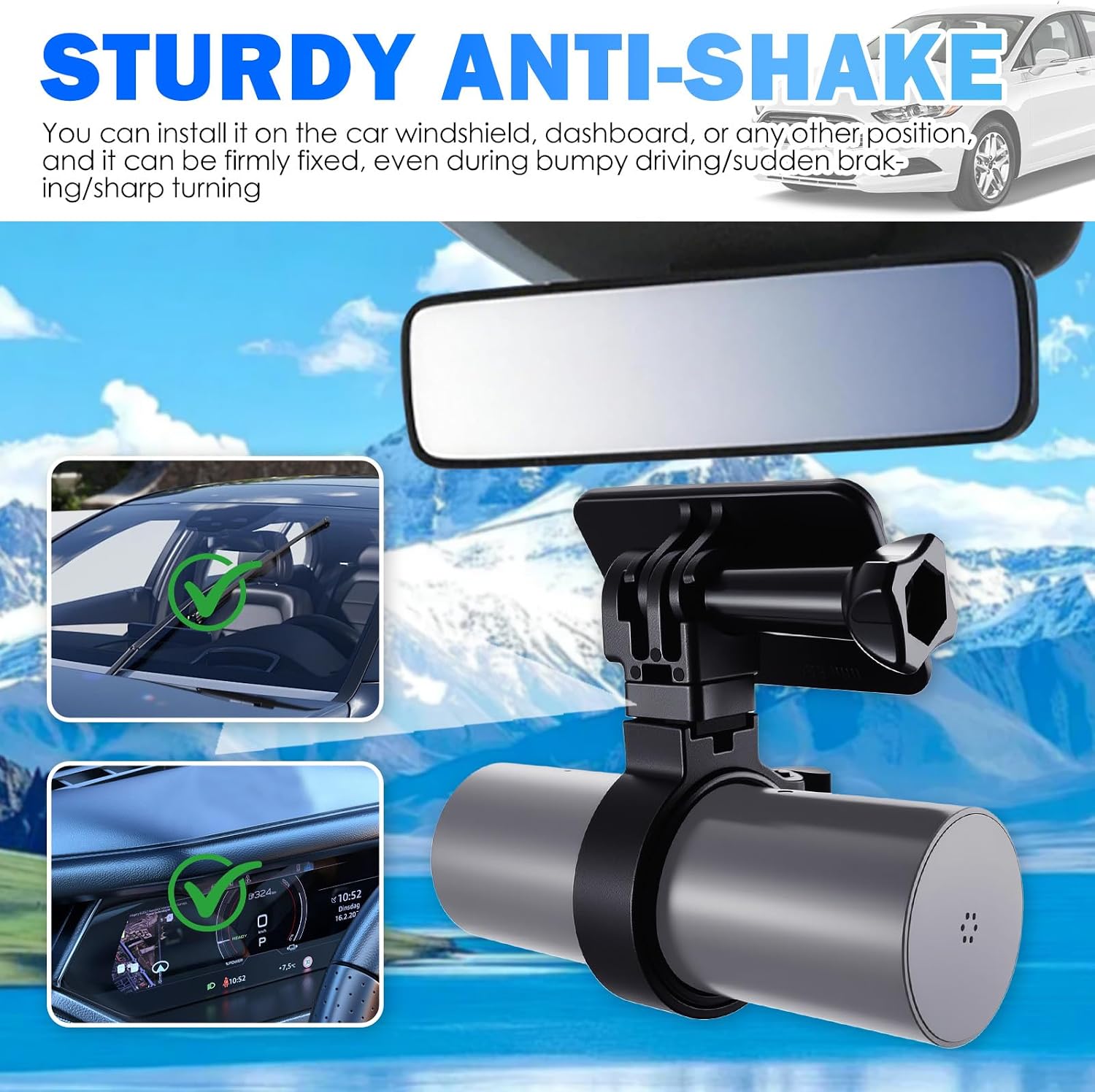 2026 Upgraded Dash Cam Mirror Mount,360° Adjustable Dash Cam Mount image 4