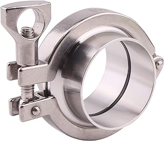 DERNORD Stainless Steel Tri-clamp (Tri-clover Clamp) + 2 Pcs SUS304 Sanitary Pipe Weld Ferrule + FKM Gasket (2 Inch)