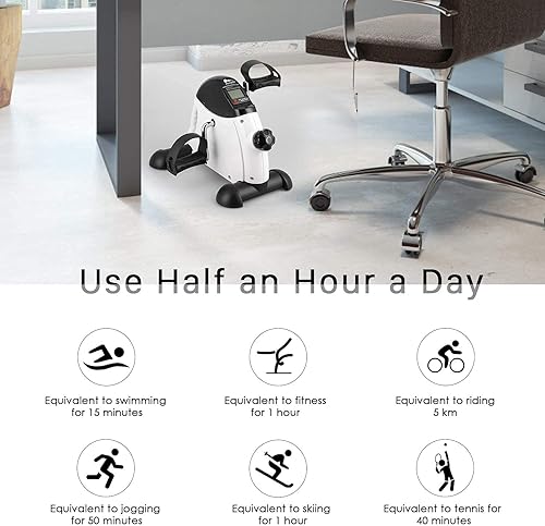 Miniatura 6 de Mini Exercise Bike, himaly Under Desk Bike Pedal Exerciser Portable Foot Cycle Arm & Leg Peddler Machine with LCD Screen Displays