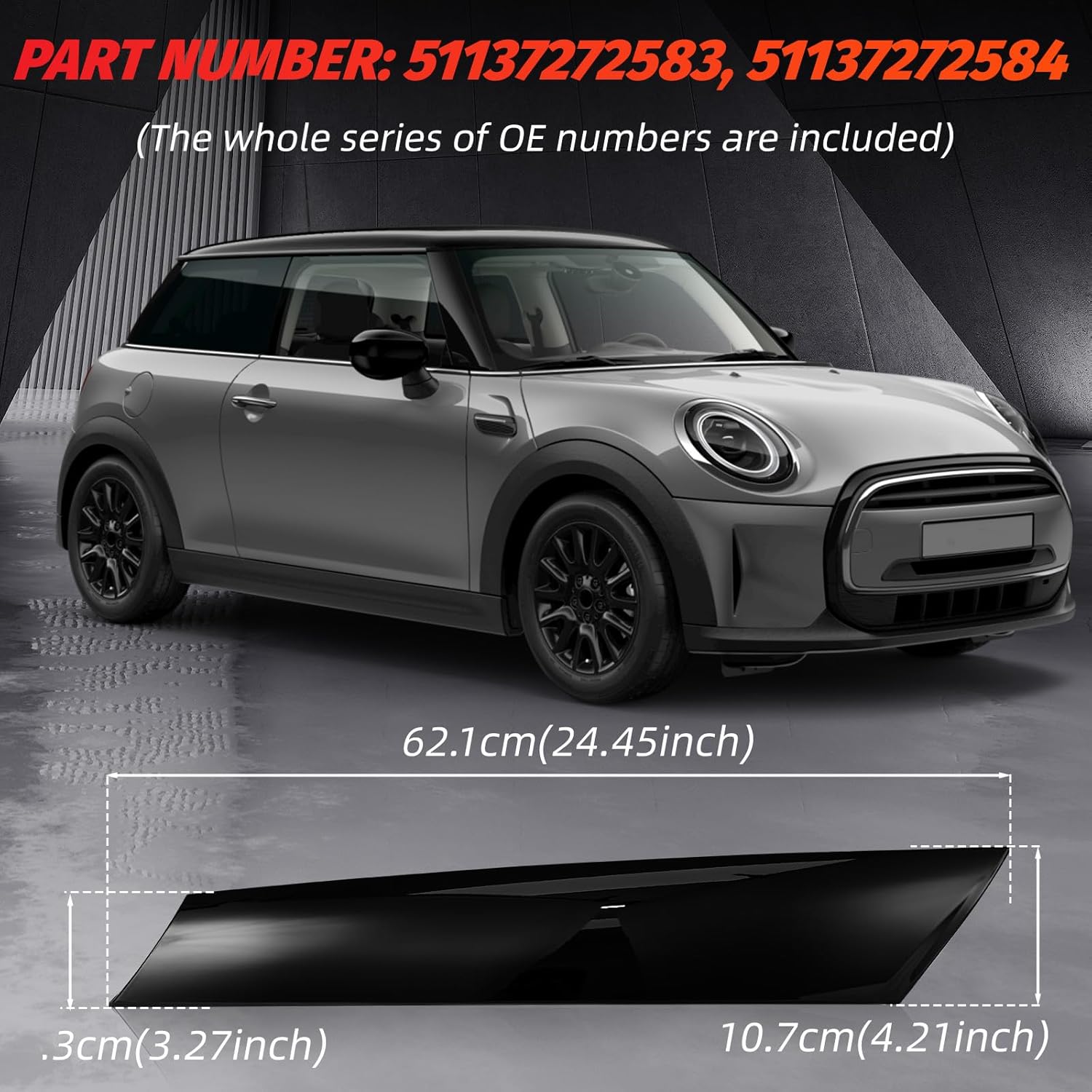 51137272583 Windshield Post Trim, A Pillar Molding Cover Compatible with Mini Cooper Clubman Base and S (R55) 2008-2014, Hatchback 2007-2013, Convertible 2009-2015 (Right)