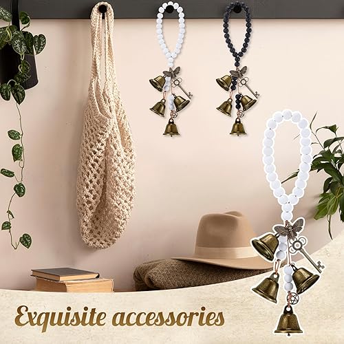 Miniatura 53 de 2 piezas de campanas de bruja para proteger las puertas, campanas de viento de bruja, corona hecha a mano para decoración de puerta del hogar, pomo