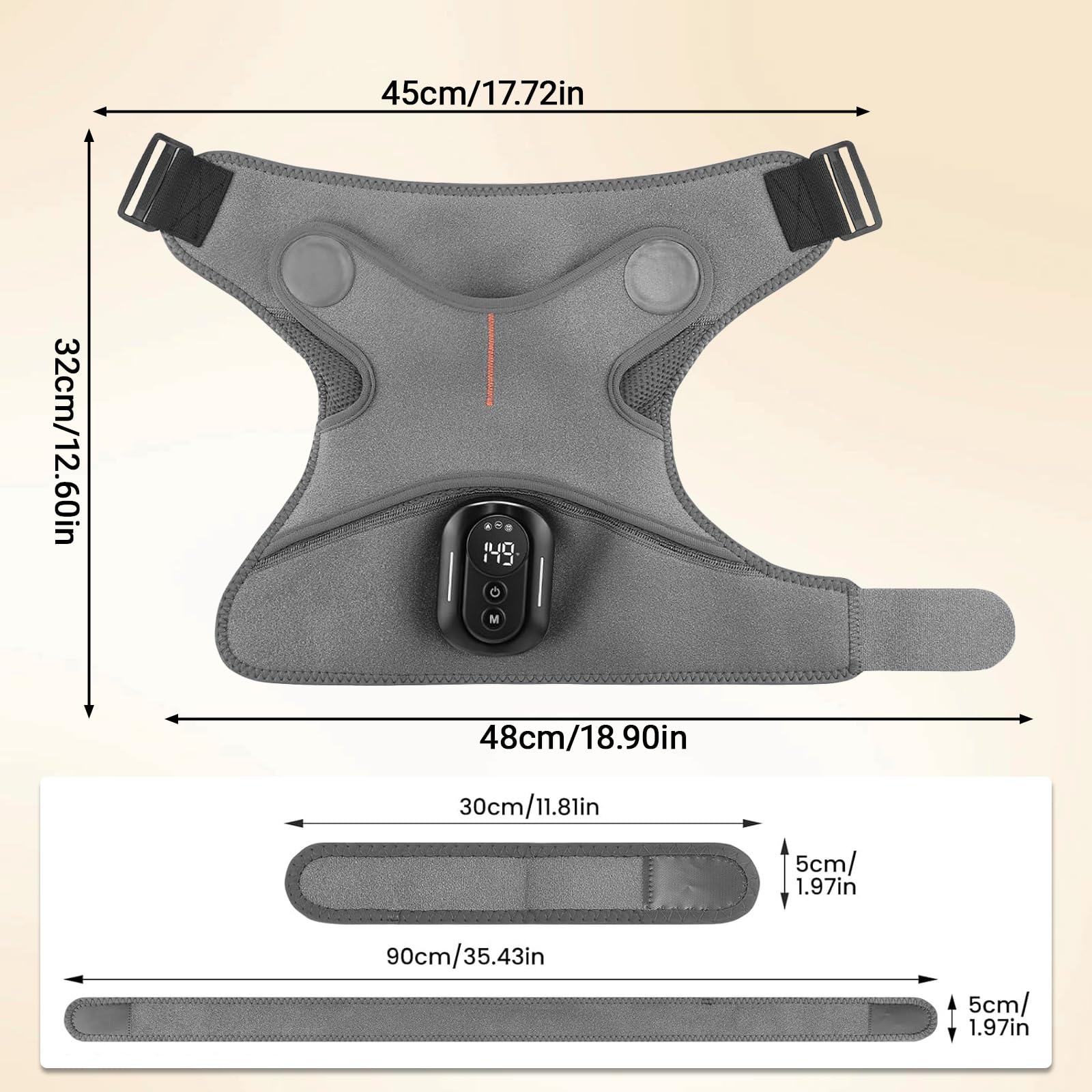 Masajeador de hombros y almohadilla térmica de hombro con masaje, dispositivo de masaje de hombros con calor, con 5 niveles de calentamiento y 5 modos de vibración, batería de 5000 mAh para un