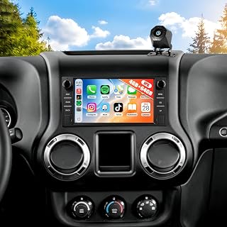 2G+64G Car Stereo Radio for Jeep Wrangler JK Grand Cherokee Compass Dodge Charger Ram 1500 with Wireless CarPlay Android Auto 7'' Android Touch Screen Car Radio with GPS Bluetooth WiFi Backup Camera