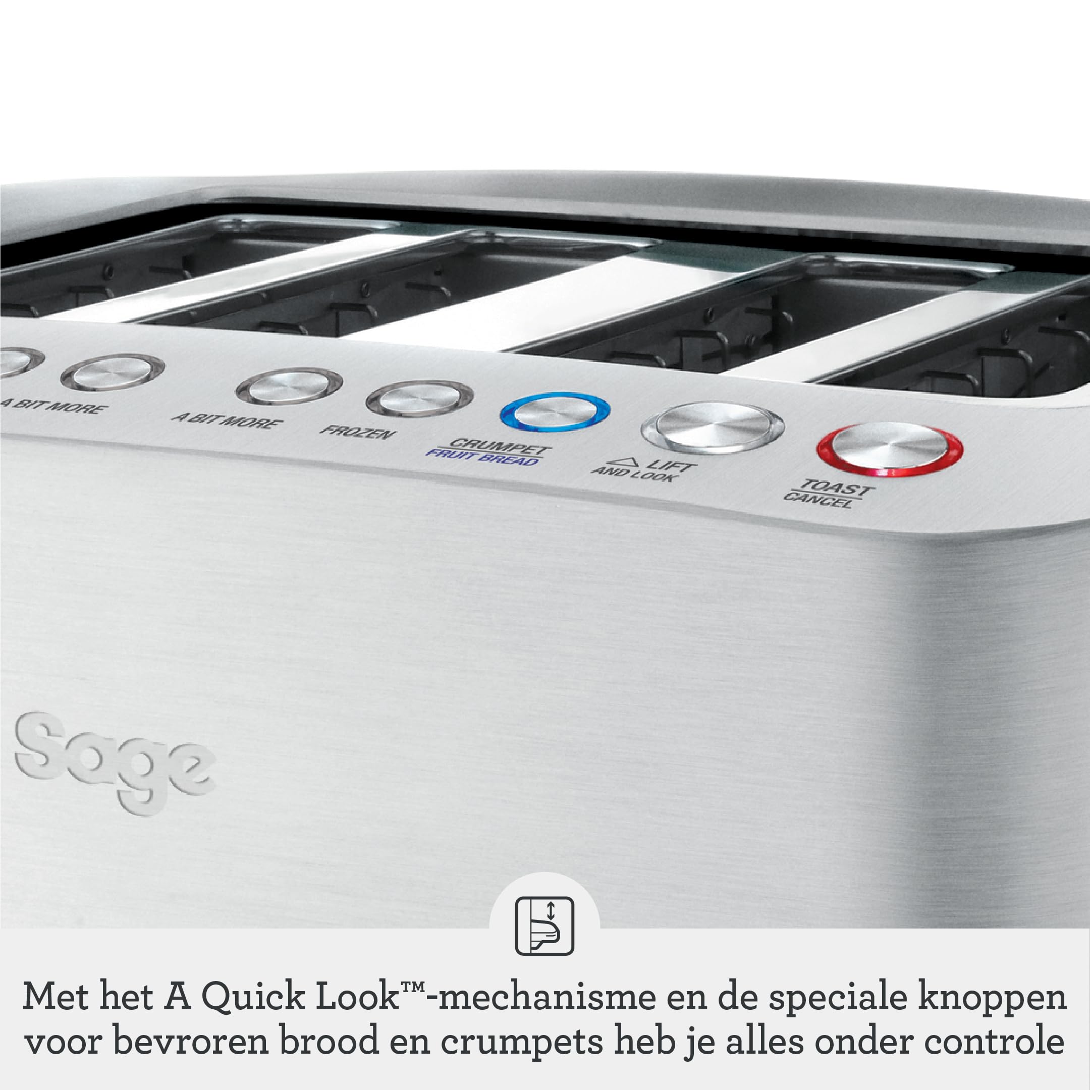 Sage Smart Toast 4-kromkowy toster - Z bardzo szerokimi szczelinami, Aluminium Szczotkowane